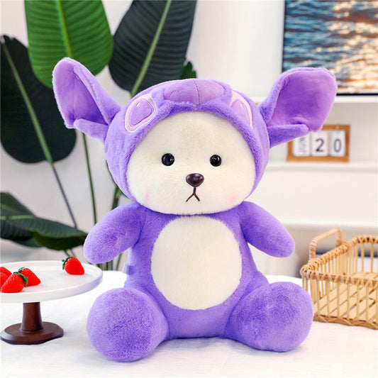 Purple Teddy Bear Plush Toy with Removable Cap