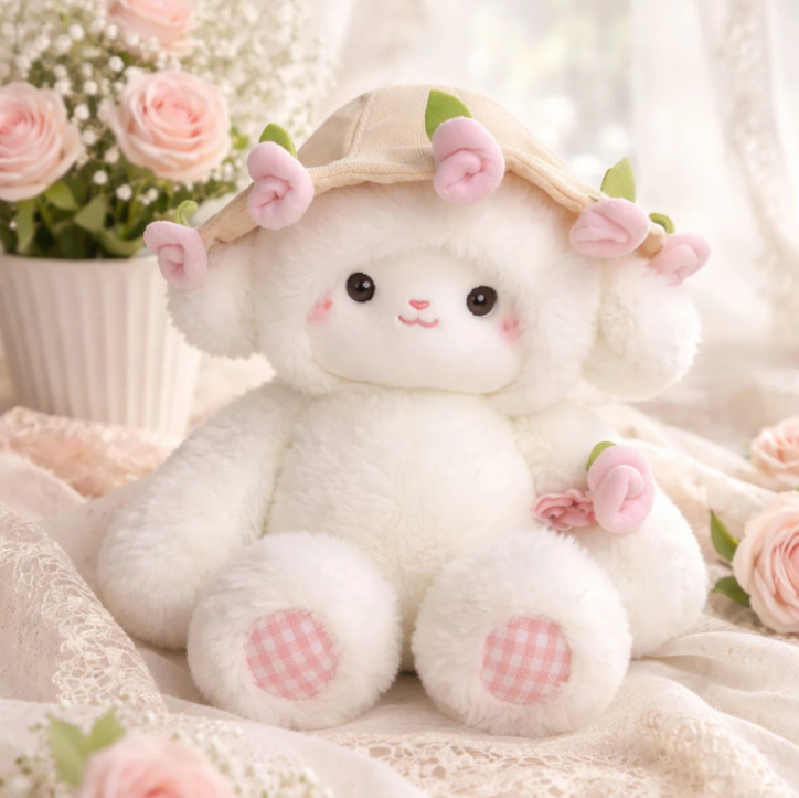 Rose Sheep Cap Soft Toy